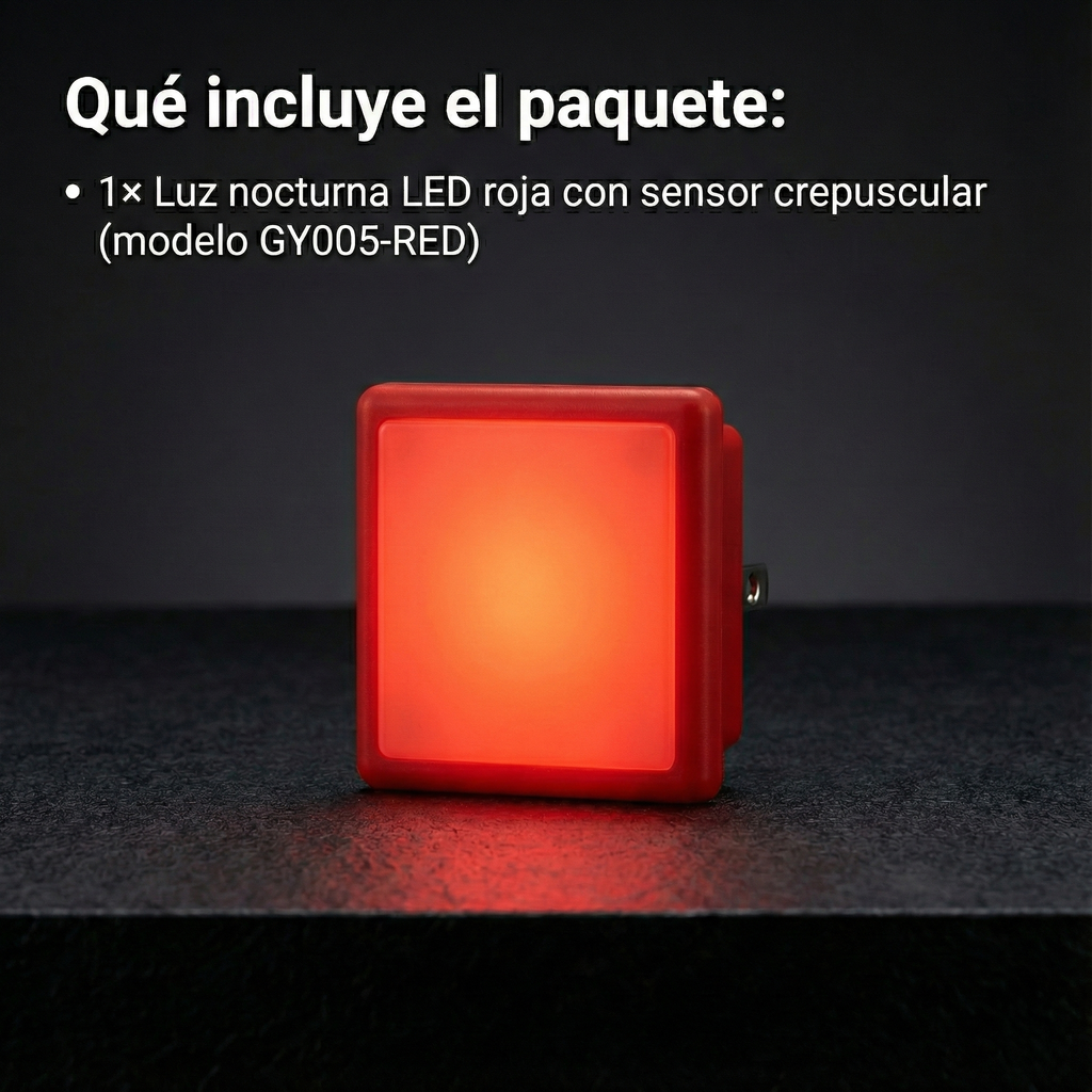 Luz Nocturna LED Roja LOHAS Cuadrada con Sensor Crepuscular