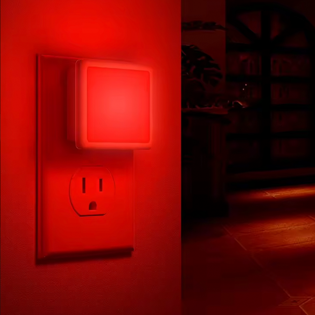 Luz Nocturna LED Roja LOHAS Cuadrada con Sensor Crepuscular